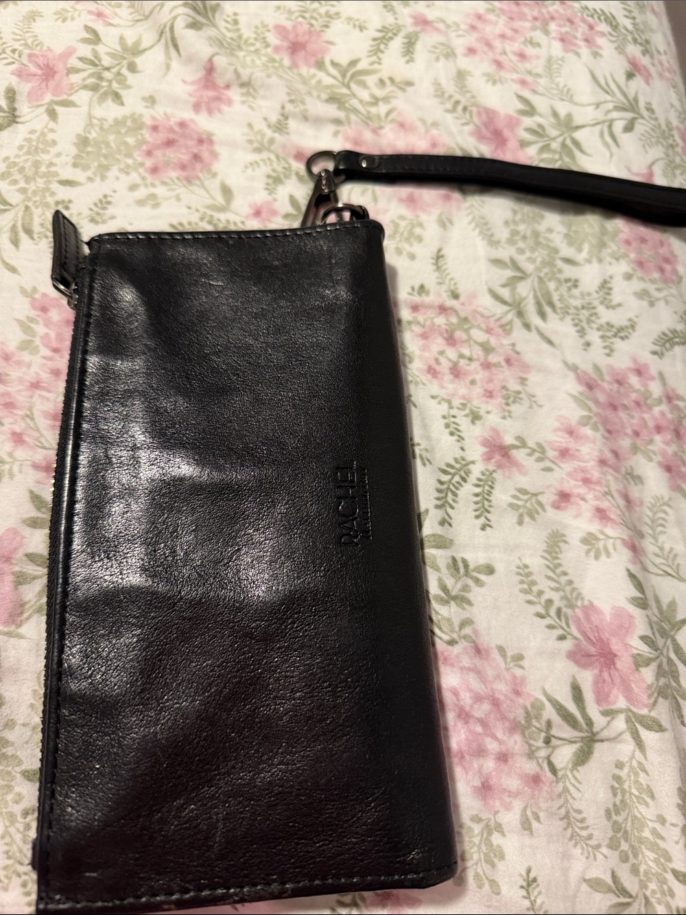 Rachel Black Leather Wristlet Clutch